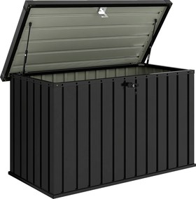 Outsunny Ladă de Depozitare Exterior 400L din Oțel Zincat, cu Încuietoare și 2 Chei, 124 x 66 x 72 cm, Negru | Aosom Romania