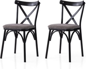 Set 2 scaune EKOL 291 V2, gri inchis/negru, stofa clasica/metal, 42x40