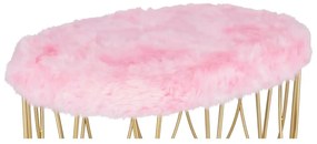 Taburet Pinky oval baza metalica aurie tapitat