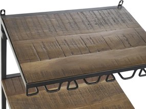 Suport de perete, pentru sticle, din lemn de acacia si metal, Grille