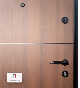 Usa metalica de intrare in apartament cu izolatie fonica   termica - Culoare Ciment Gri Inchis   Alb  Nuc ST, Gri Ciment / Alb