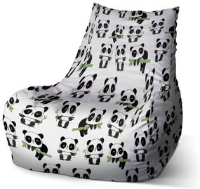 Sac de șezut Bean pande cu rămurică - pentru copii, alb / negru