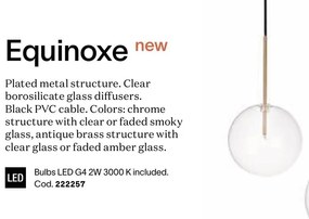 Lustra cu 6 pendule EQUINOXE SP6 antique brass/ faded amber