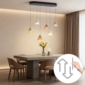 Lampă suspendată multicoloră cu LED, cu dimmer, cu 6 lumini Easylift - Witch