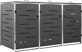 vidaXL Magazie pentru trei pubele, 207x77,5x112,5 cm, oțel inoxidabil