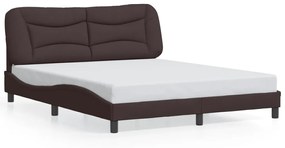 3213714 vidaXL Cadru de pat cu lumini LED, maro închis, 160x200 cm, textil