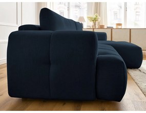 Colțar albastru închis extensibil/cu spațiu de depozitare (cu colț pe partea dreaptă/cu șezlong) Fuji – Bobochic Paris