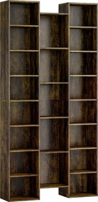 HOMCOM Bibliotecă modernă din lemn înaltă 181 cm cu 21 de compartimente și 10 rafturi reglabile, Maro Rustic | Aosom Romania
