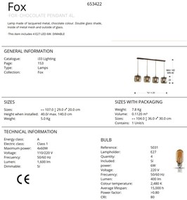 Lustra moderna cu 4 pendule Fox 4L SV-653422
