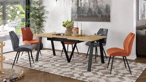 Mazzoni AVERY Stejar Craft Auriu/picioare negre - MASĂ DE LOFT/INDUSTRIALĂ PENTRU SALON/SUFRAGERIE EXTENSIBILĂ - 2 MĂRIMI!