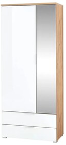 Dulap cu oglindă alb/aspect de lemn de stejar 84x196 cm Telde - Germania