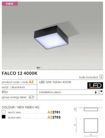 Plafoniera LED design slim FALCO 12 4000K alba