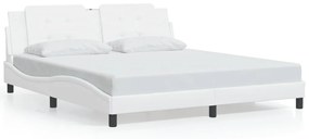 3208199 vidaXL Cadru de pat cu tăblie, alb, 180x200 cm, piele ecologică