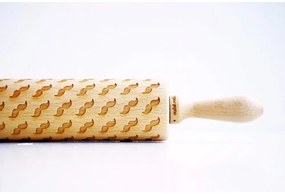 Făcăleț din lemn cu model pentru aluat Valek Mustache