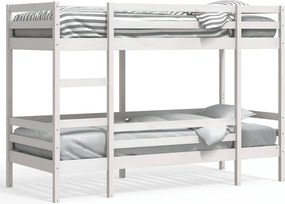 vidaXL Pat supraetajat, alb, 80x200 cm, lemn masiv de pin