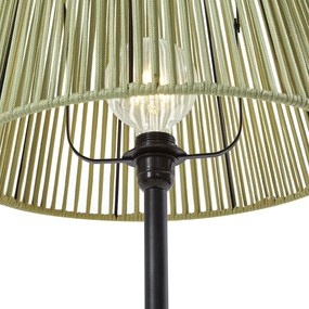Lampă de podea de exterior neagră cu abajur din frânghie verde IP44 - Virginia Jayla