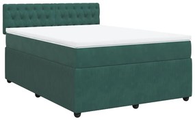 3287767 vidaXL Pat box spring cu saltea, verde închis, 140x200 cm, catifea