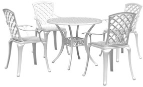 3216336 vidaXL Set mobilier de grădină, 5 piese, alb, aluminiu turnat