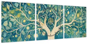 Tablou – Arbore magic cu spirale (cu ceas) (90x30 cm)