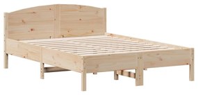842606 vidaXL Cadru de pat cu tăblie, 135x190 cm, lemn masiv de pin