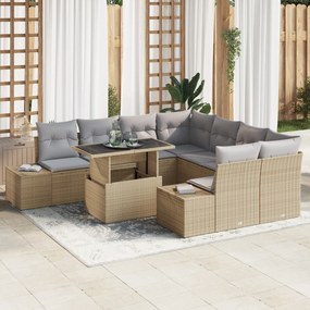 vidaXL Set de canapele pentru grădină Manual 9 pcs bej și gri deschis