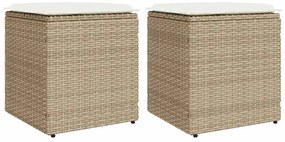 vidaXL Scaune de grădină cu perne 2 buc Bej 40x40x43 cm Poly Ratan