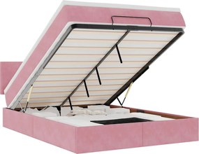 vidaXL Cadru de pat otoman cu saltea roz 140x200cm catifea
