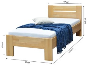 Pat AMBER din lemn masiv 90x200 cm, fag