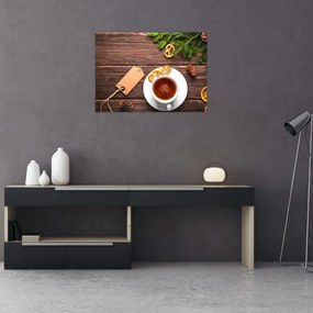 Tablou pe sticlă - ceașca cu decorații (70x50 cm)