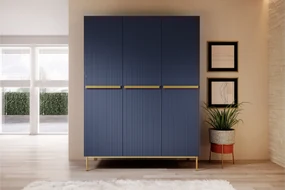 Dulap Nicole 150 cm - MDF albastru marin / picioare aurii