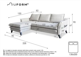 Colțar grej extensibil/cu spațiu de depozitare (cu colț pe partea stângă/cu șezlong) Charming Charlie – Miuform