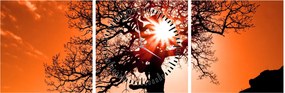 Tablou - Fag la apus de soare (cu ceas) (90x30 cm)