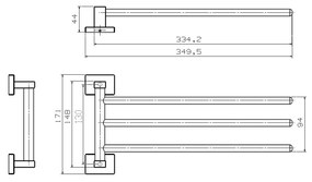 Suport triplu pentru prosoape AQUALINE 1416-16 Apollo, argintiu