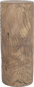 Coloană decorativă din lemn masiv de tec, maro, cu Buddha sculptat manual, finisaj natural, 103 x 40 x 40 cm, „Ayutthaya”
