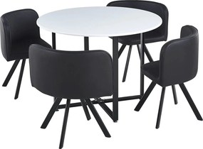 Set masa cu 4 scaune BEVAN NEW, negru/alb