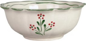 Bol mediu din ceramică pictată manual, Ø 18 x H 7,5 cm, verde, „Esther Wildflower"