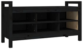 821793 vidaXL Bancă de hol, negru, 110x40x60 cm, lemn masiv de pin