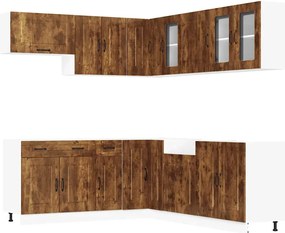 vidaXL Set dulap de bucătărie din 11 piese „Kalmar” stejar afumat Lemn