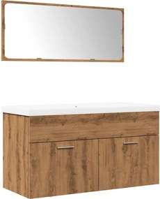 vidaXL Set mobilier de baie, 3 piese, stejar artizanal, lemn prelucrat
