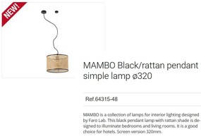 Lustra pendul moderna design natural MAMBO simple 32cm negru/ratan 64315-48