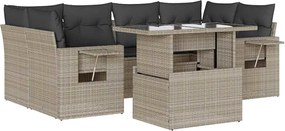 vidaXL Set canapele de grădină cu perne, 7piese gri deschis poliratan