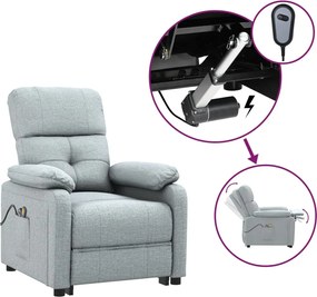 vidaXL Fotoliu de masaj electric rabatabil, gri deschis, textil