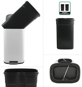 Coș de gunoi cu pedală soft-close Spirella Akira50 l, alb mat, 50 l