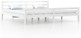 Cadru de pat Super King 6FT, alb, 180x200 cm, lemn masiv Alb, 180 x 200 cm