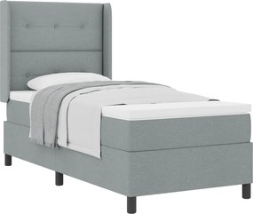 vidaXL Pat cu arcuri cu saltea Gri deschis 190 x 90 cm țesătură