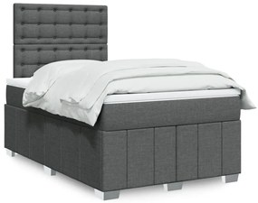 vidaXL Pat box spring cu saltea, gri închis, 120x200 cm, textil