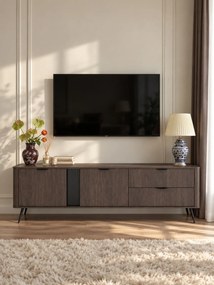 Comodă TV Edrin 195 cm cu sertare - stejar dunin / negru