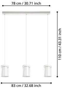 Lustră LED RGBW dimabilă pe cablu Eglo 901122 CHIUSELLO-Z 3xLED/3,7W/230V alb