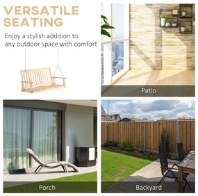 Outsunny Leagăn de Grădină pentru 2 Persoane Cușcă de Leagăn Masiv Patio Terasă Curte Lemn Natural 117 x 69 x 60 cm | Aosom Romania