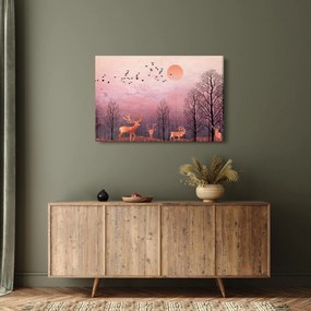 Tablou - Căprioare în strălucirea apusului de soare (90x60 cm)